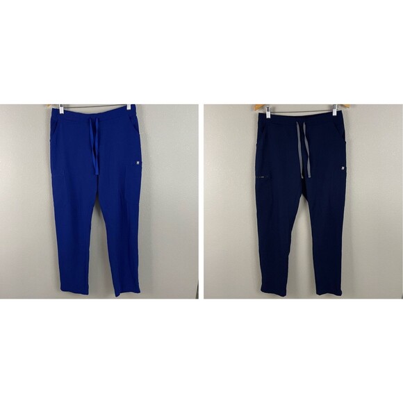 Figs Womens S Lot Of 2 Yola Skinny Scrub Drawstring Pant Navy & Blue Yoga Waist - Picture 1 of 7